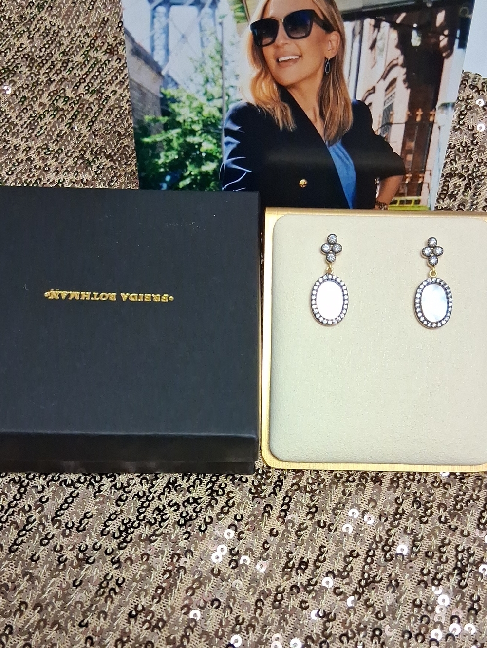 FREIDA ROTHMAN BROOKLYN COAST TOUCH OF GLIMMER MOTHER OF PEARL EARRINGS